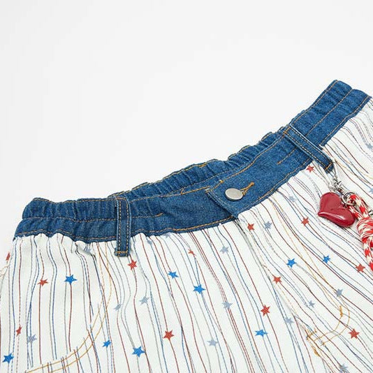 Yamalı Çizgili Geniş Paça Pantolon