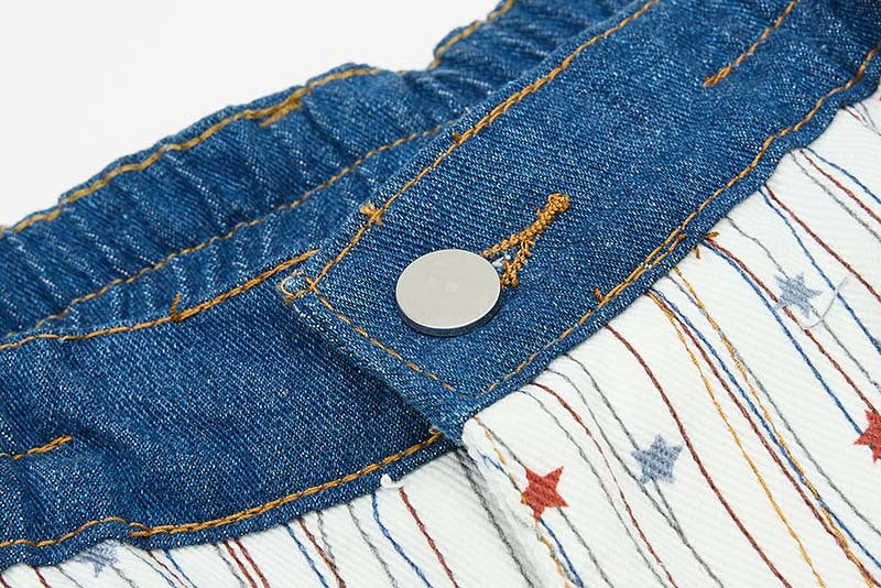 Yamalı Çizgili Geniş Paça Pantolon