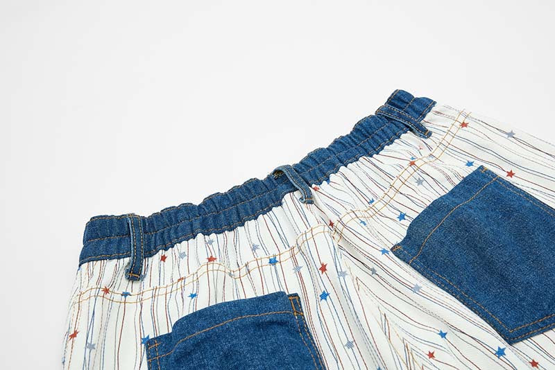 Yamalı Çizgili Geniş Paça Pantolon