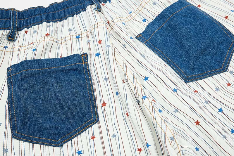 Yamalı Çizgili Geniş Paça Pantolon