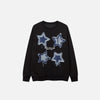 Denim Yıldız Ham Kenarlı Sweatshirt