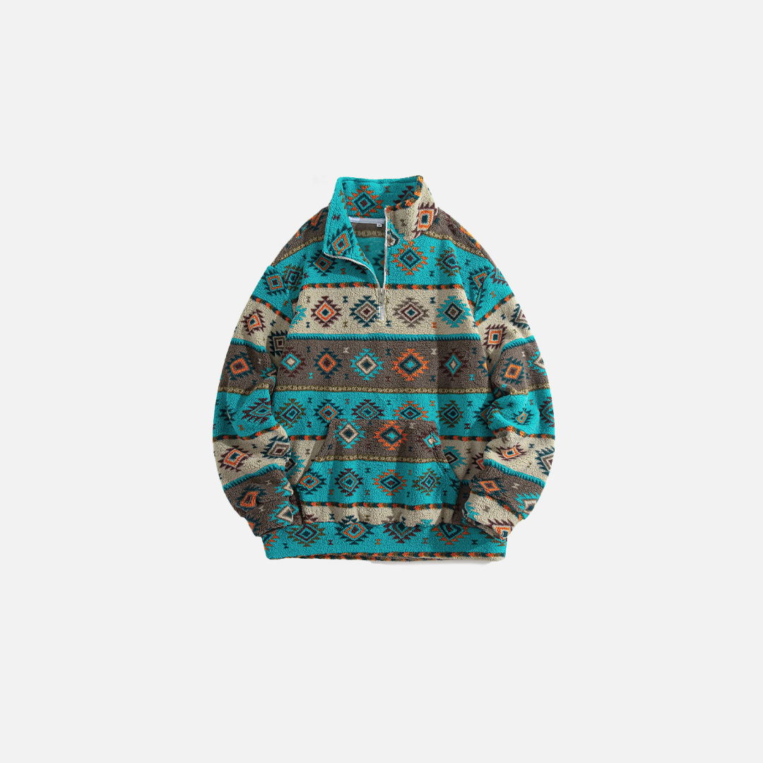Sıcak Tutan Baskılı Yarım Fermuarlı Sweatshirt