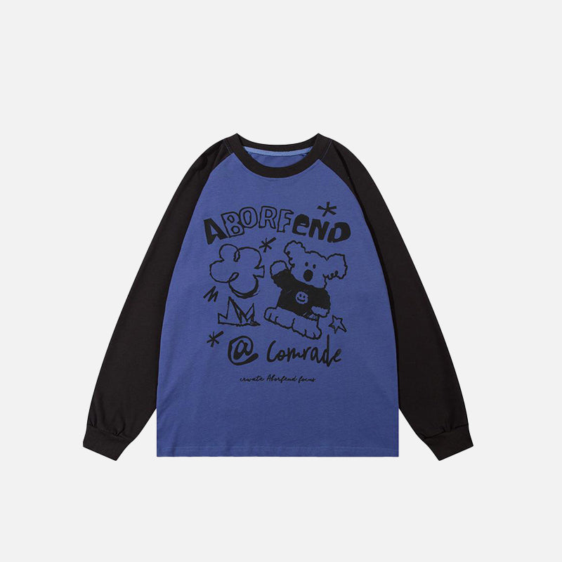 Köpek Manzaralı Harf Baskılı Sweatshirt