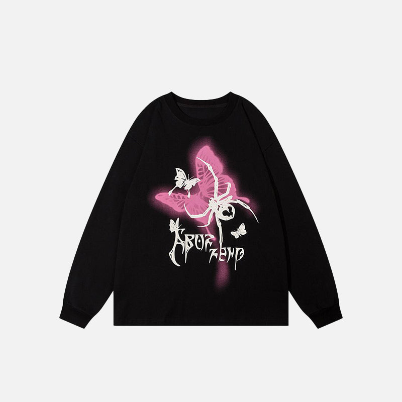 Kelebek ve Örümcek Baskılı Sweatshirt
