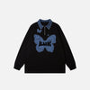 Kelebek Yamalı Oversize Denim Sweatshirt