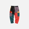 Renkli Patchwork Fitilli Kadife Kargo Pantolon