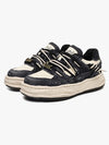 Nakış Yazılı Eskitme Denim Platform Sneaker