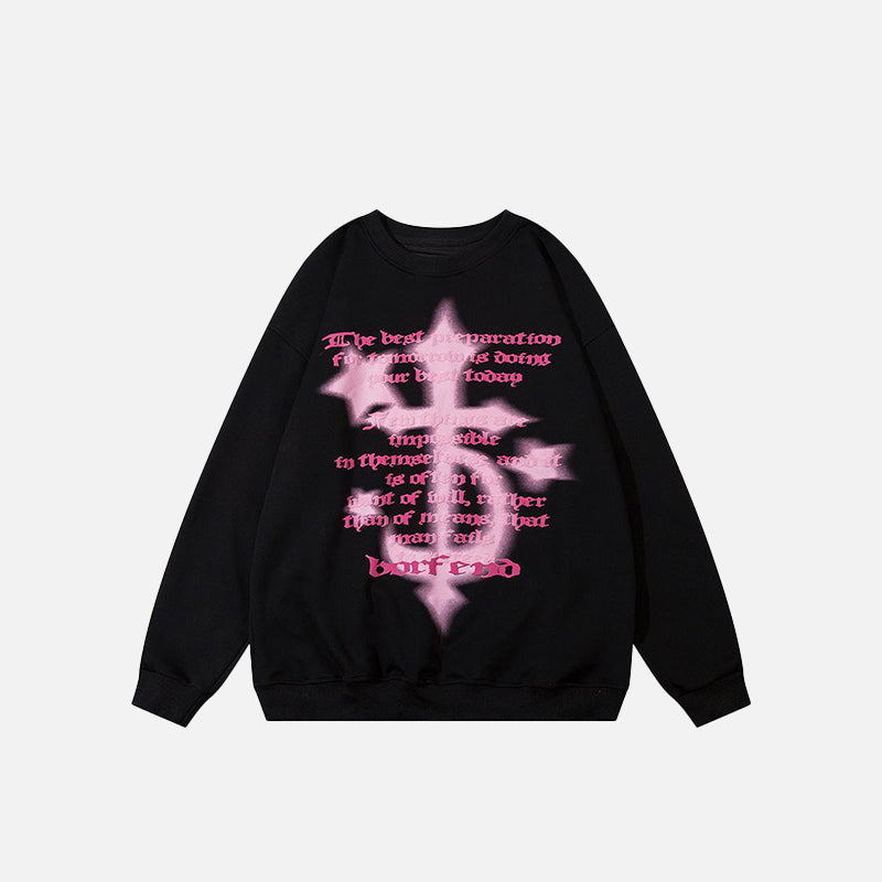 Haç ve Yıldız Baskılı Sweatshirt