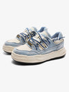 Nakış Yazılı Eskitme Denim Platform Sneaker