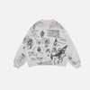 Preppy Hip Hop Oversize Baskılı Sweatshirt