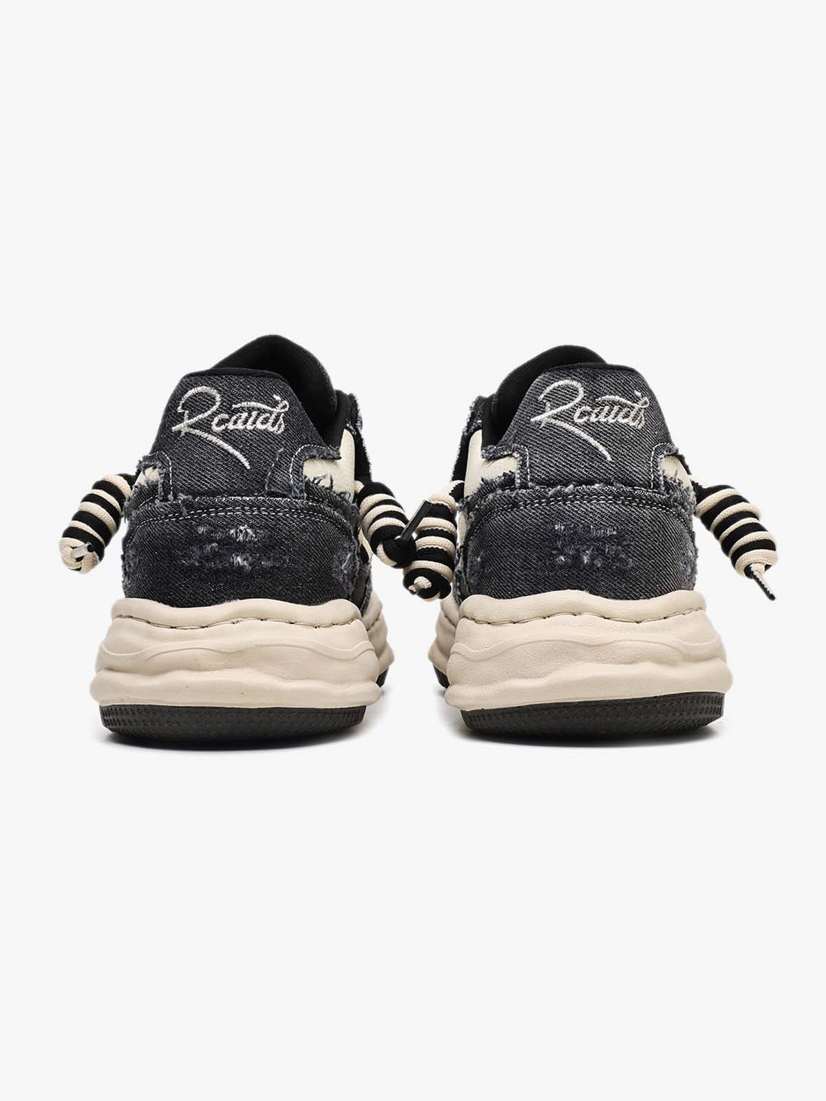 Nakış Yazılı Eskitme Denim Platform Sneaker