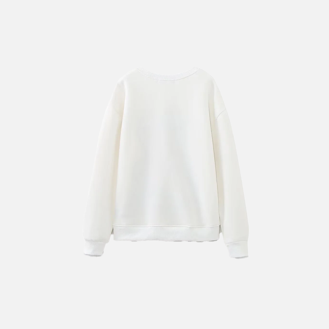 Kışlık Nakışlı Bisiklet Yaka Sweatshirt