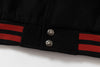 Kırmızı Siyah Renk Bloklu Vintage Bomber