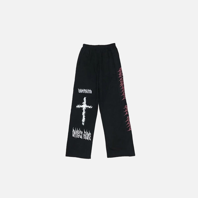 Bol Kesim Gotik Baskılı Pantolon, önden görünüm — Navra Wear