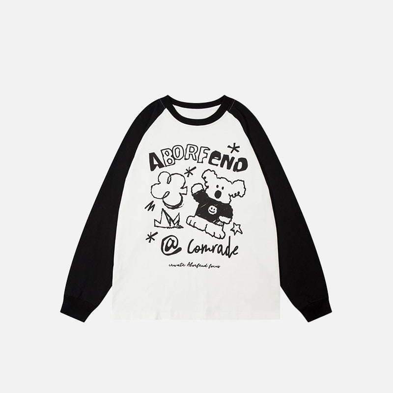 Köpek Manzaralı Harf Baskılı Sweatshirt