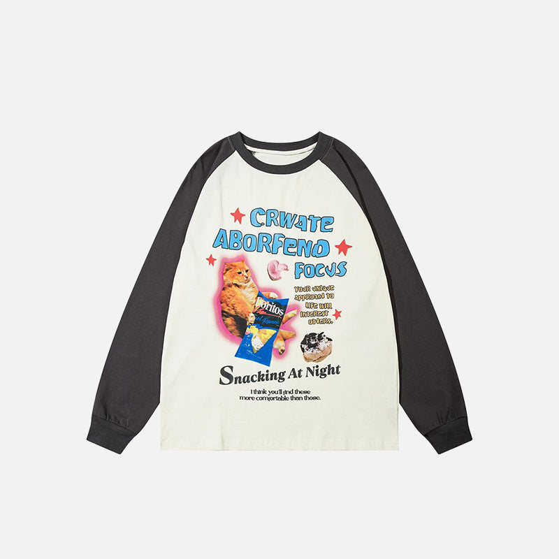 Sevimli Kedi Baskılı Sweatshirt