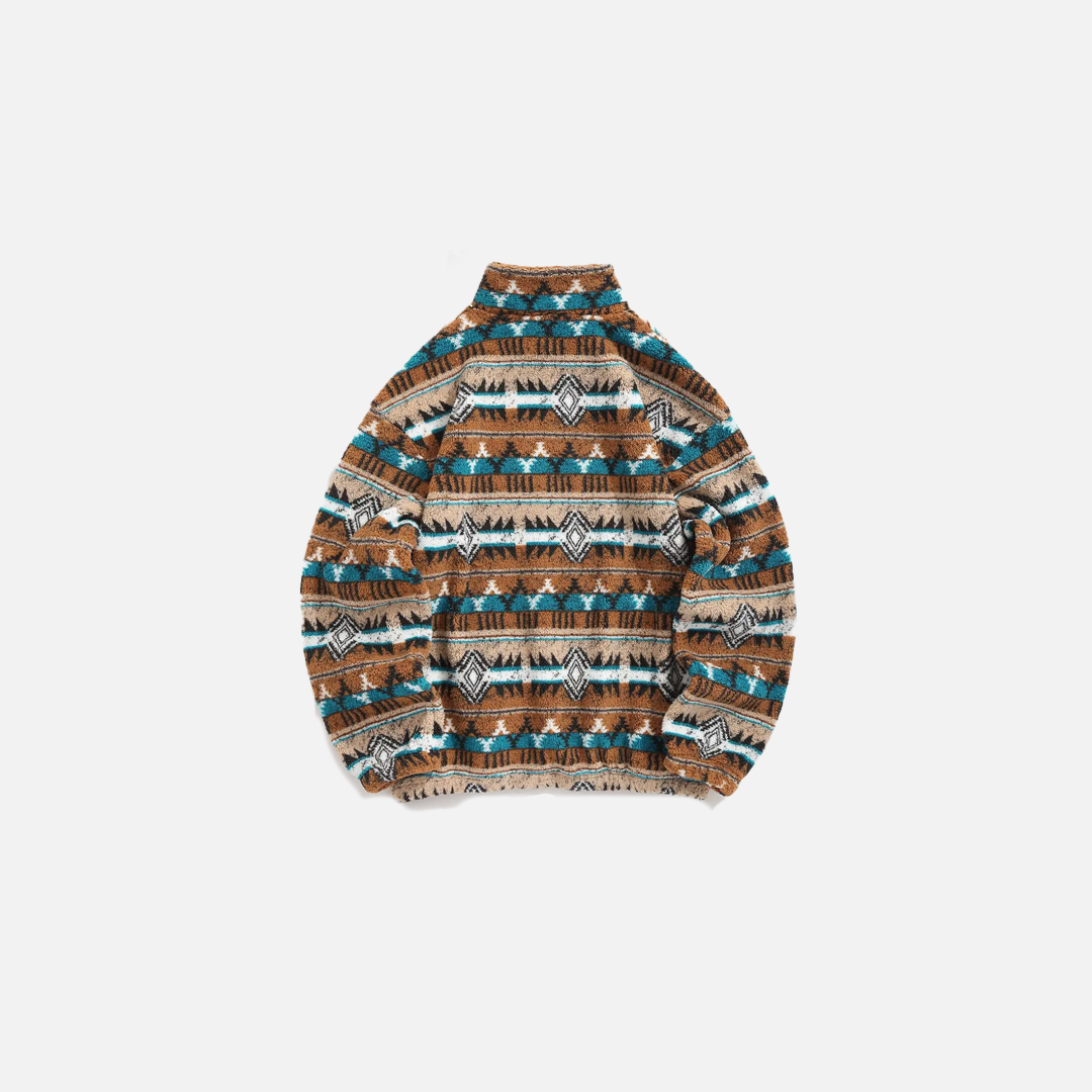 Erkek Aztek Desenli Polar Sweatshirt