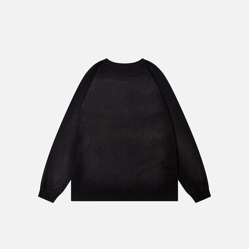 Vintage Baskılı Yıkamalı Sweatshirt