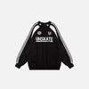 Front view of the black Y2K Vintage Loose Graphic Sweatshirt in a gray background