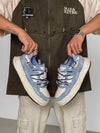 Nakış Yazılı Eskitme Denim Platform Sneaker