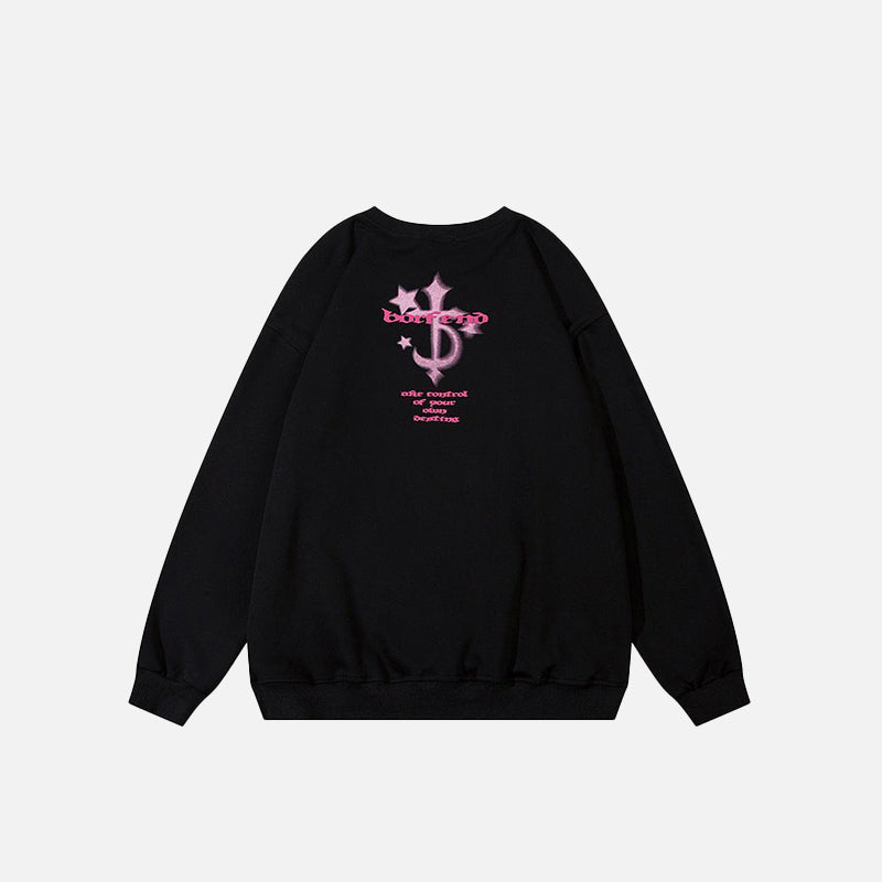 Haç ve Yıldız Baskılı Sweatshirt