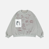 Taktik Oversize Grafiti Baskılı Sweatshirt