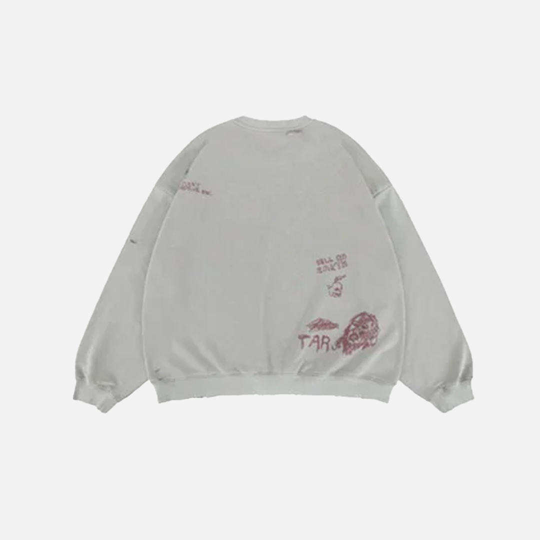 Taktik Oversize Grafiti Baskılı Sweatshirt
