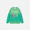 Front view of the green Mystic Melting Bones Sweatshirt in a gray background