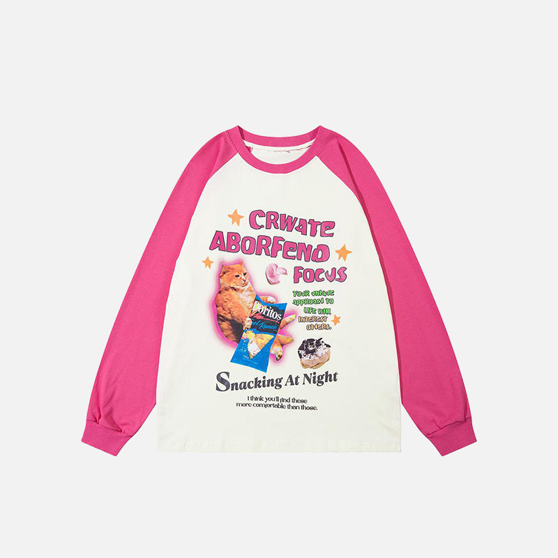 Sevimli Kedi Baskılı Sweatshirt