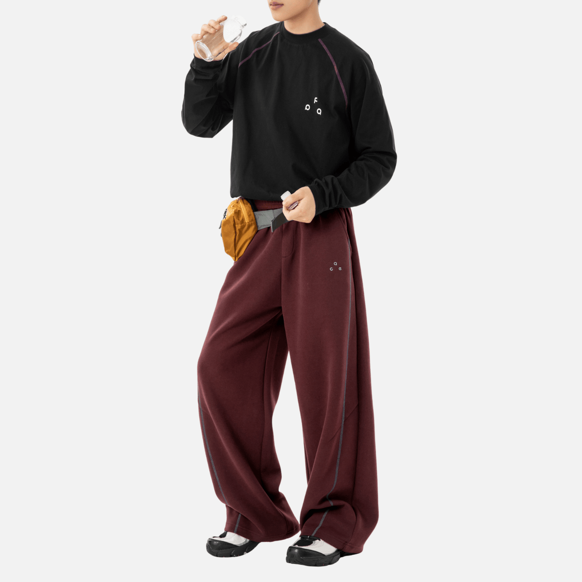 Heavy Fabric Contrast Trousers with Patch Detail