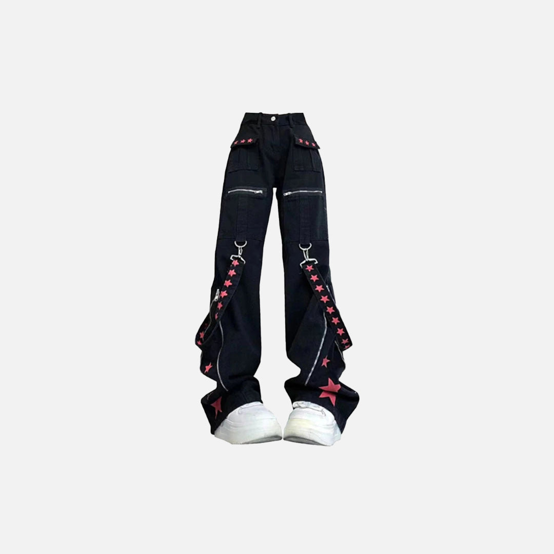 Y2K Portre Baskılı Pantolon, detay görünüm — Navra Wear