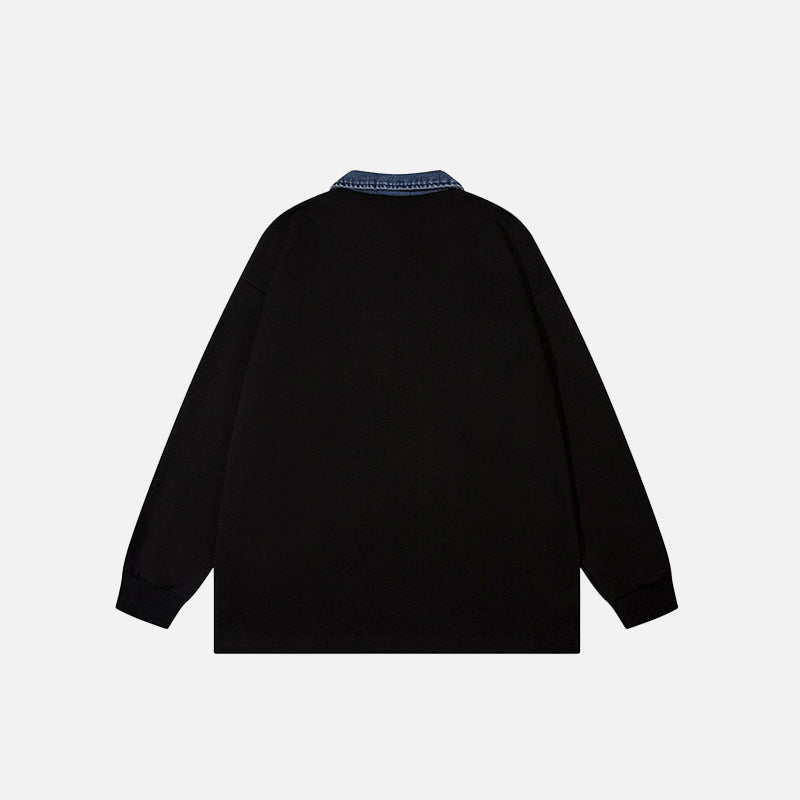 Kelebek Yamalı Oversize Denim Sweatshirt