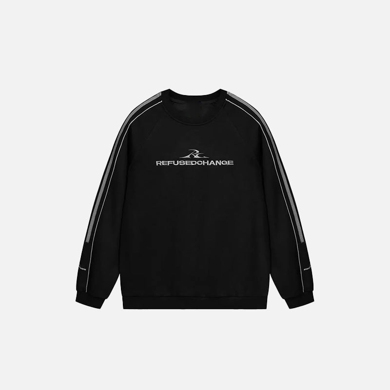 Front view of the black Defiant Stride Sweatshirt in a gray background