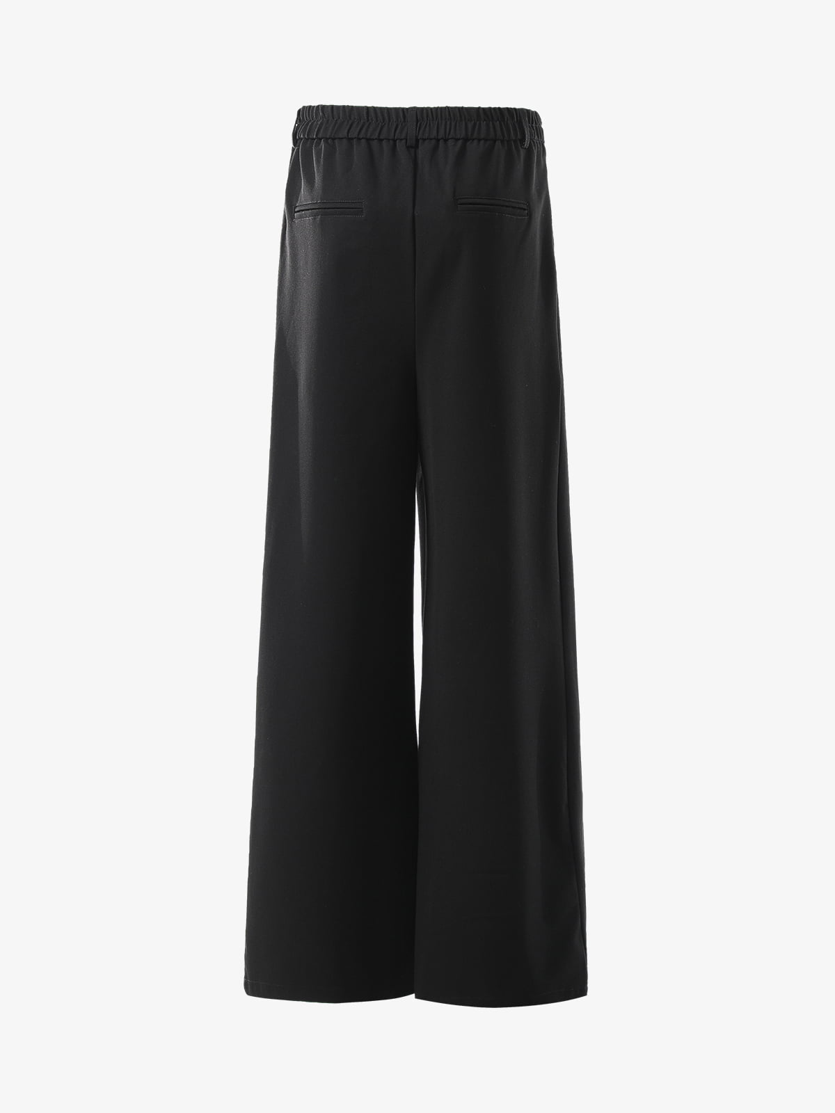 Asymmetric Waist Pleated Wide-Leg Trousers