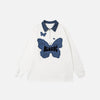 Kelebek Yamalı Oversize Denim Sweatshirt