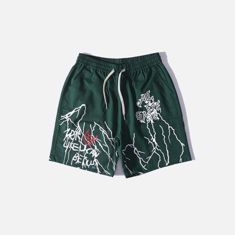 Lightning Print Elastic Waist Shorts