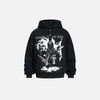 Gotik Baskılı Bol Kesim Kapüşonlu Sweatshirt