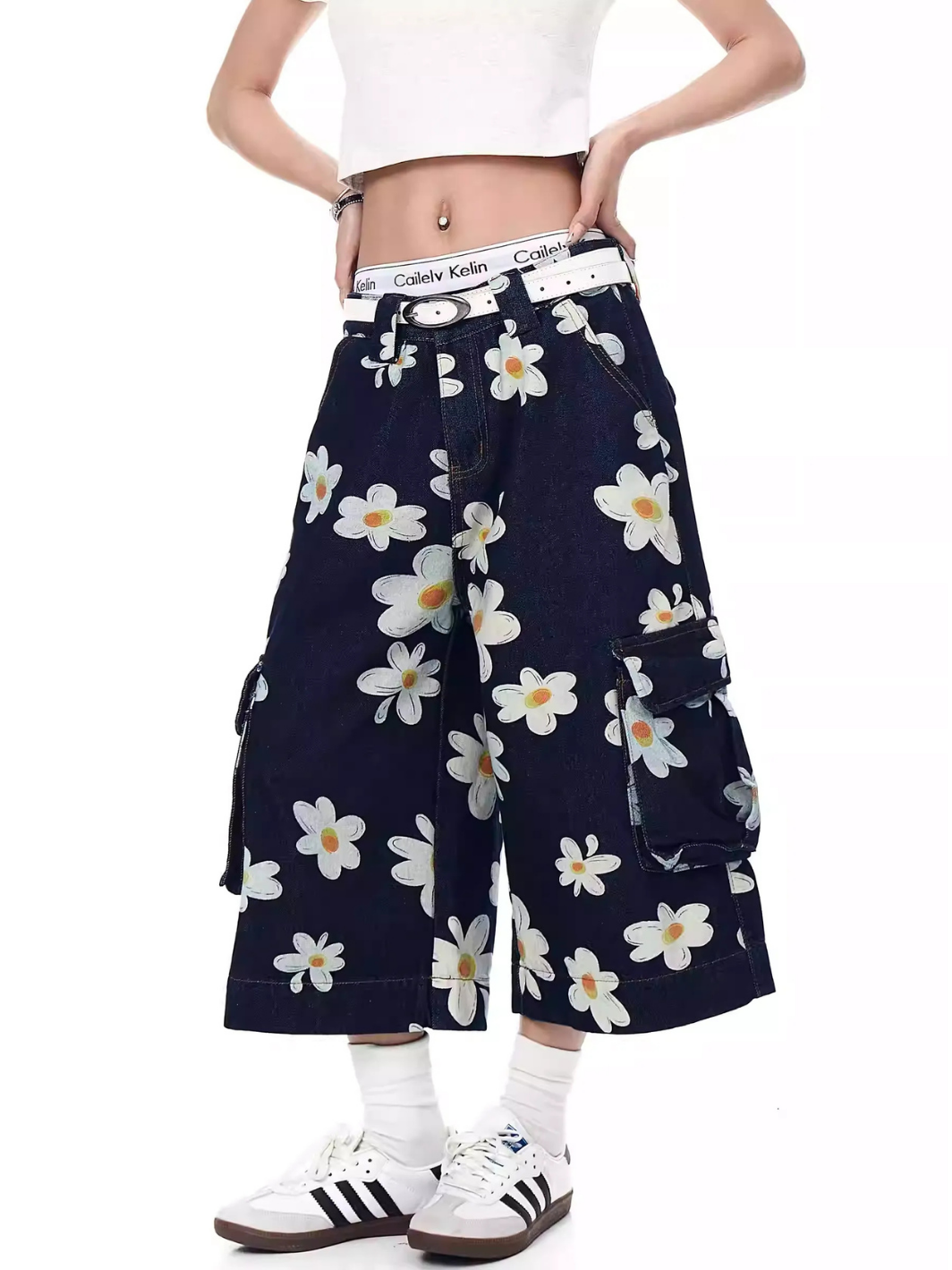 Daisy Print Workwear Shorts
