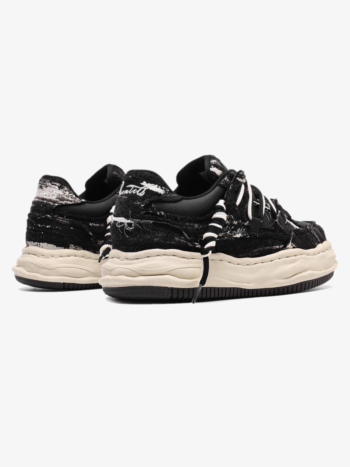 Nakış Yazılı Eskitme Denim Platform Sneaker