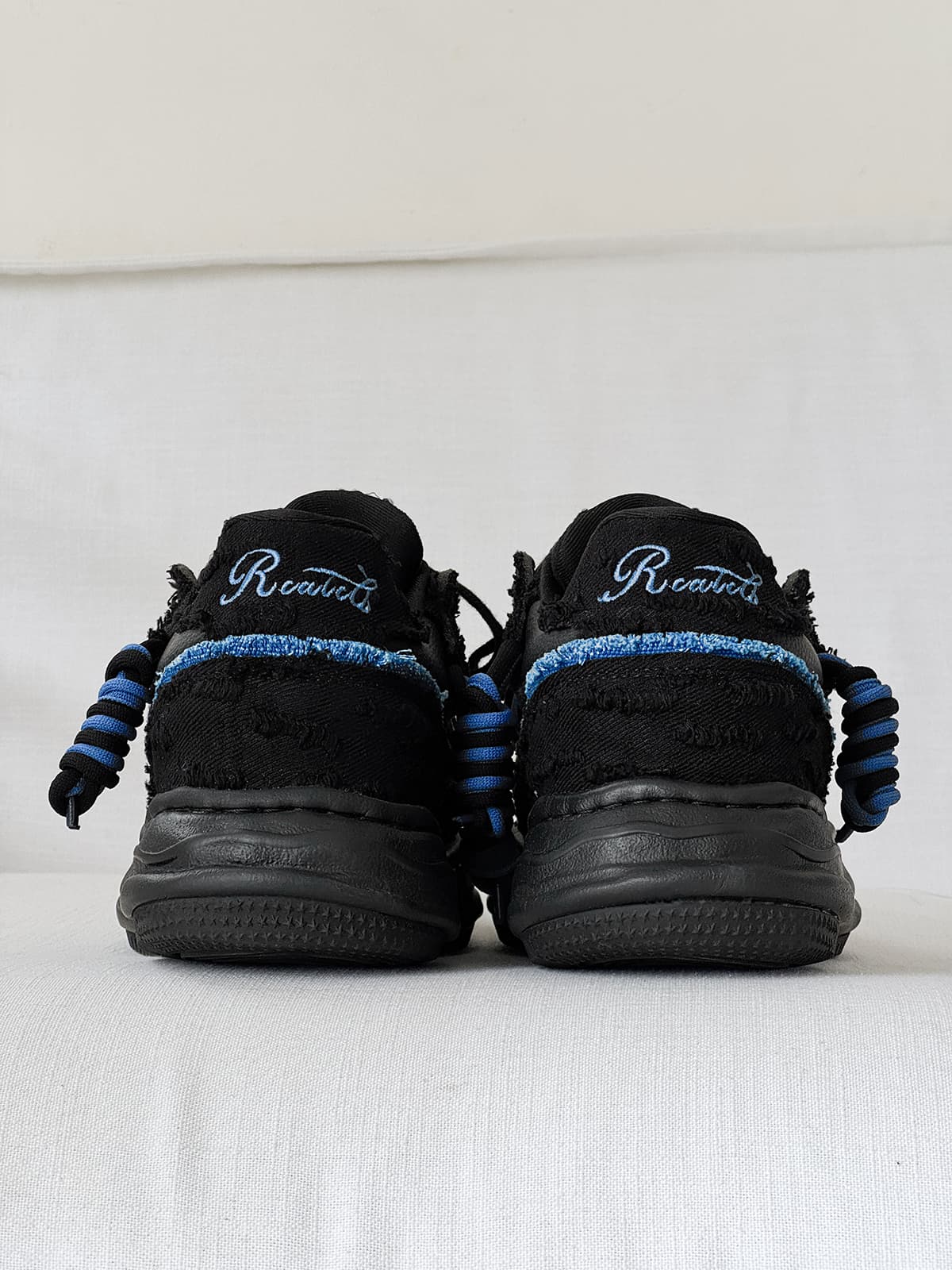 Nakış Yazılı Eskitme Denim Platform Sneaker