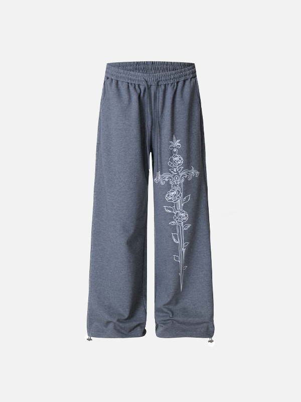 Wide Leg Gotik Baskılı Jogger, önden görünüm — Navra Wear