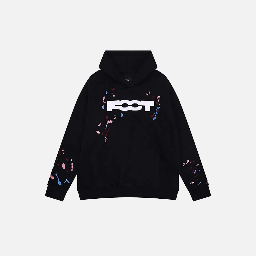 Baharlık Havalı Standart Nakışlı Bol Kesim Kapüşonlu Sweatshirt