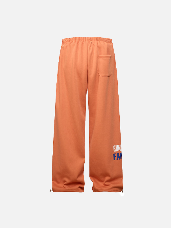 Yazı Baskılı Paça Büzgülü Bol Pantolon