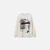 Front view of the apricot Abstract Motivation Graphic Sweatshirt in a gray background