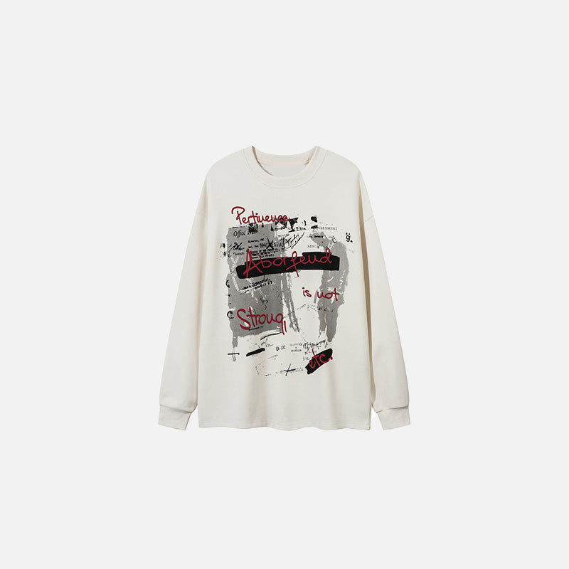 Front view of the apricot Abstract Motivation Graphic Sweatshirt in a gray background
