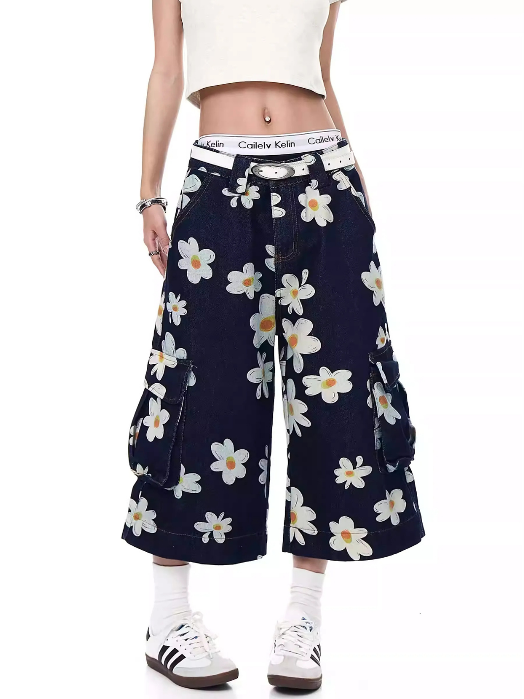 Daisy Print Workwear Shorts