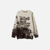 Kadın Moda Retro Harf Desenli Hip Hop Örgü Kazak