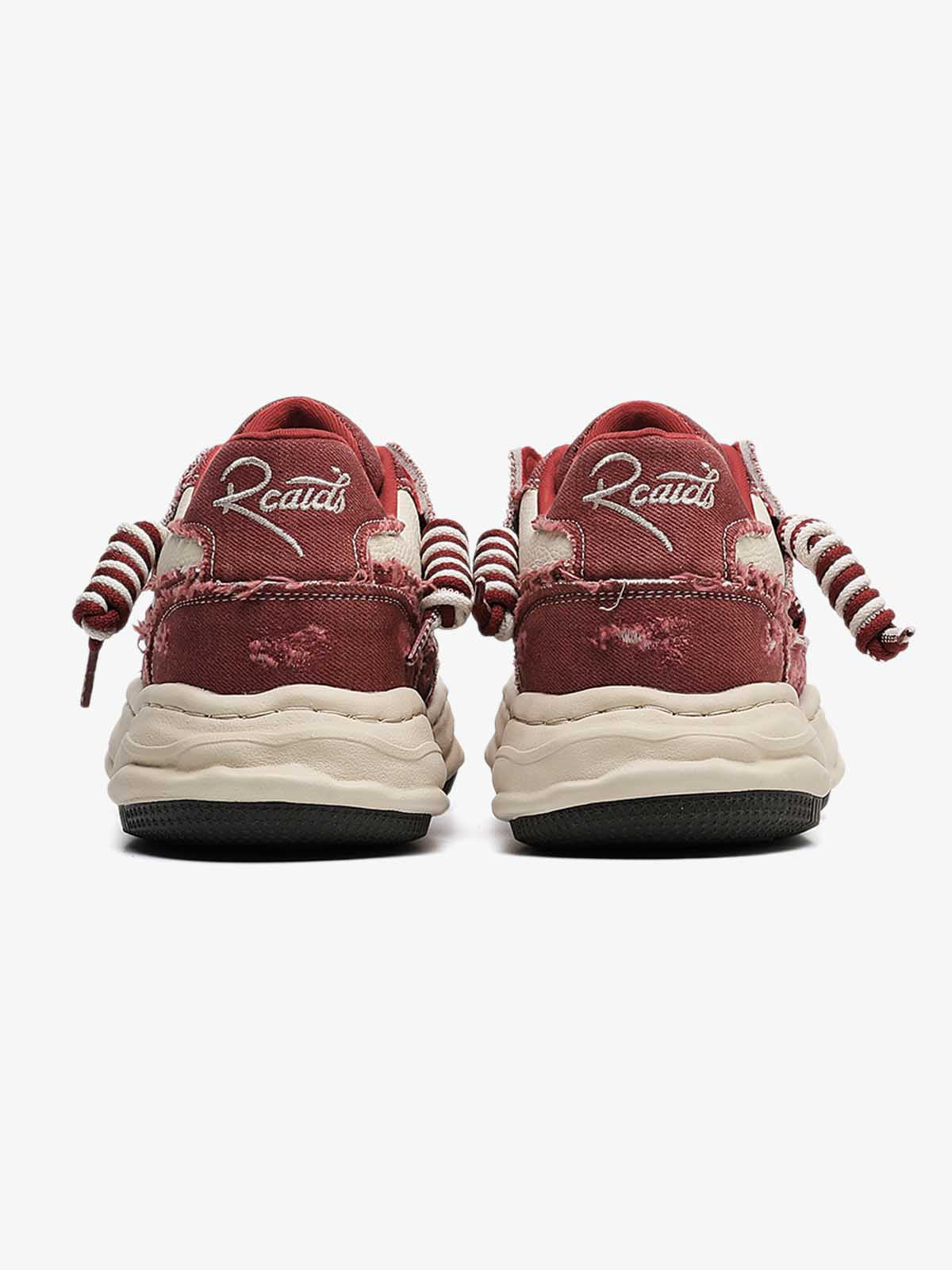 Nakış Yazılı Eskitme Denim Platform Sneaker