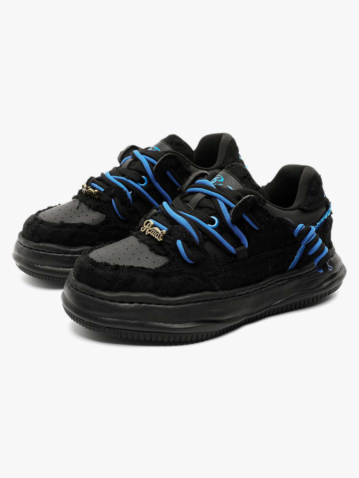 Nakış Yazılı Eskitme Denim Platform Sneaker