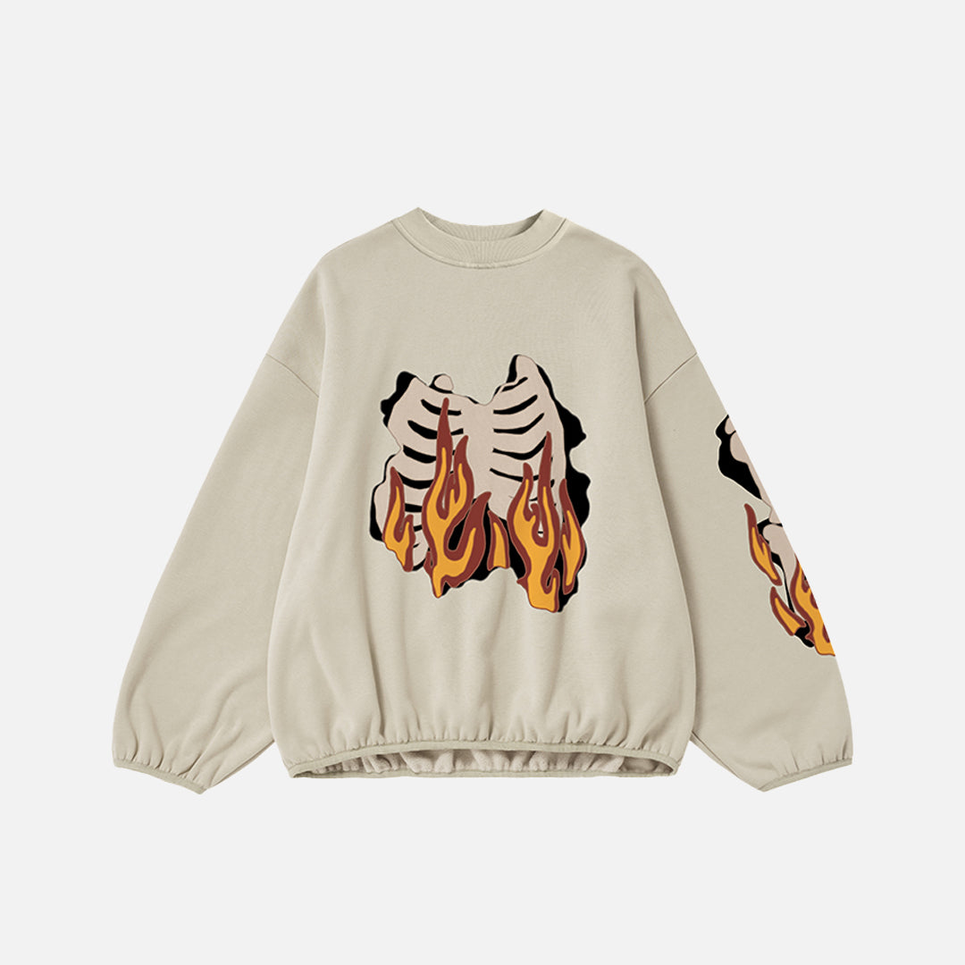 Alevli İskelet Sweatshirt